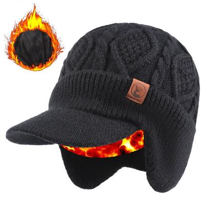 Nouveau chapeau d'hiver unisexe en peluche doublé de fourrure chaude cache-oreilles casquette élégante douce bonnet extérieur épais ski sports tricoté chapeau