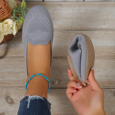 Plus Größe 43 Damenschuhe Frühling und Herbst Neue Flache Mundbohnenschuhe Mesh Atmungsaktiv Bequeme runde Kopf Flache Schuhe