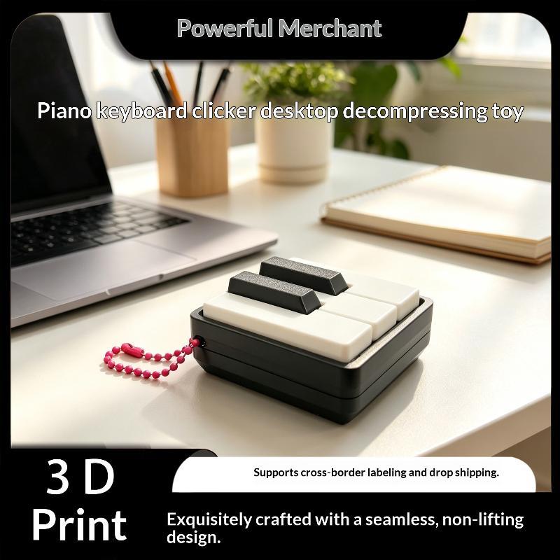 Fun Creative Mini Piano Key Fidget Toy 3D Printed Tactile Click Design Relax Fidget Stress Relief Pendant For Office Daily Carry