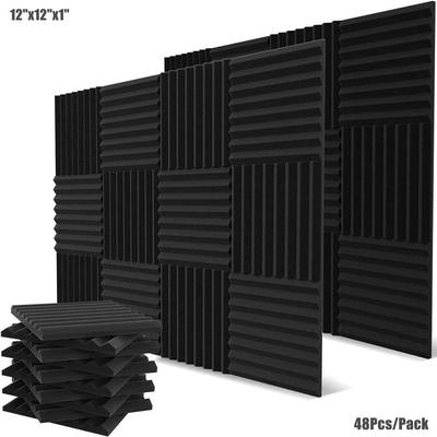 48ks/balení Studiové akustické pěnové panely 12"x12"x1" klínové dlaždice pohlcující zvuk Houba Zvukově izolační studiová zvuková pěna s vysokou hustotou