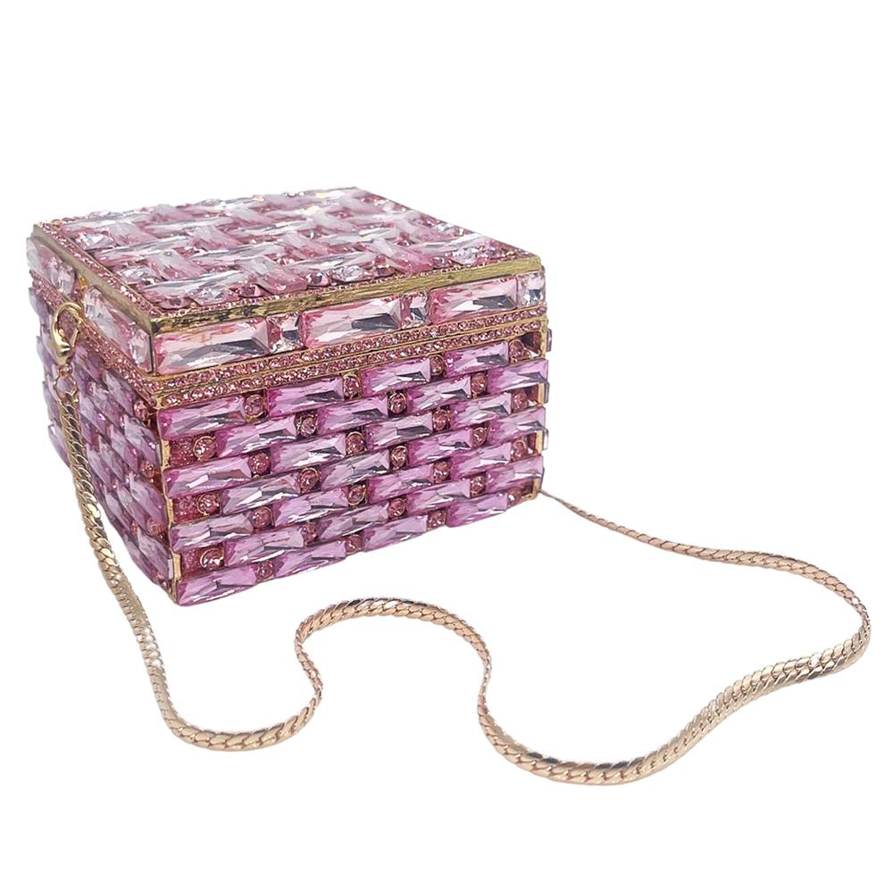 Green/Purple/Red Glass Clutch Diamond Women Box Handbgs Blue/Yellow Evening Clutches Crystal Bags Fushcia Party Bridal Clutch