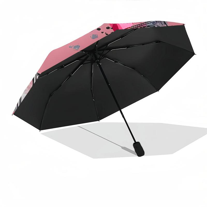 Makeup, Beauty Themed Automatic Opening and Closing Umbrella, Brightly Colored 8-rib Portable Umbrella, Suitable for Men and Women, A Perfec