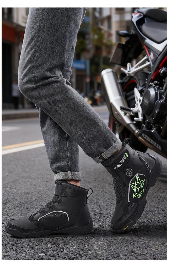 Botas Cortas Antideslizantes para Motocicleta Locomotive - Zapatos de Exterior para Carreras y Turismo para Hombre
