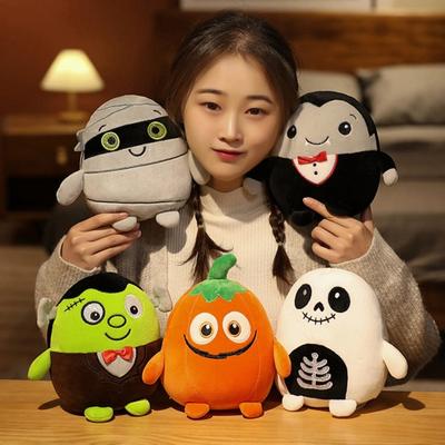 Funny Halloween Stuffed Toy Cartoon Pumpkin Skull Monsters Zombie Bat Doll Horror Plush Toy Halloween Party Decoration Props Kids Halloween Gift