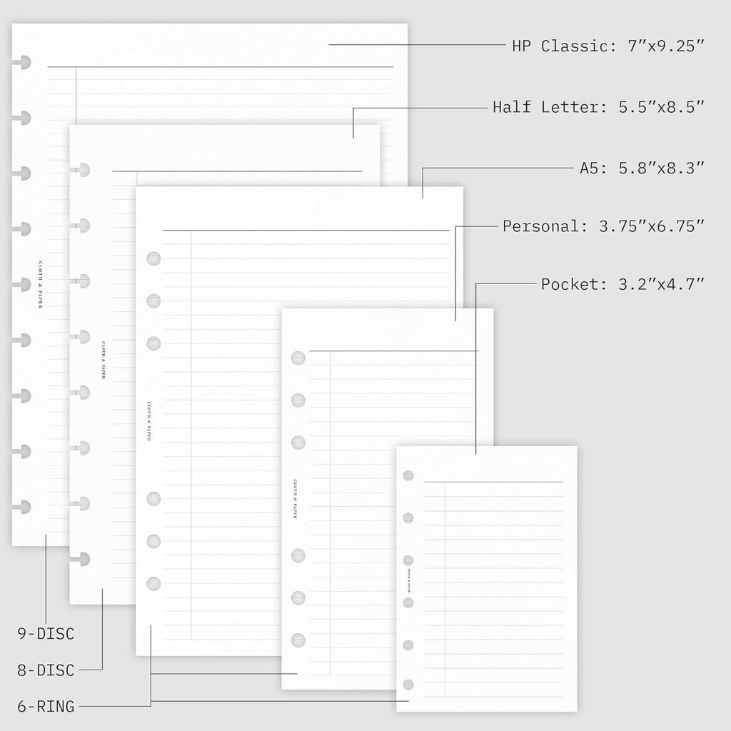 Cloth & Paper 2026 Dated Daily Planner Erts - Monday Start | A5 Size 5.8 X 8.3 Inches | 6 Ring Planner Refills | 2 Days Per Page | Minimalist Daily