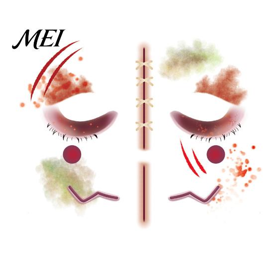 Temporary Face Tattoos for Party Halloween Tattoo Stickers, Waterproof Scary Makeup Decals Party, Funny Wound Scar Body Art Kids Adults Easy