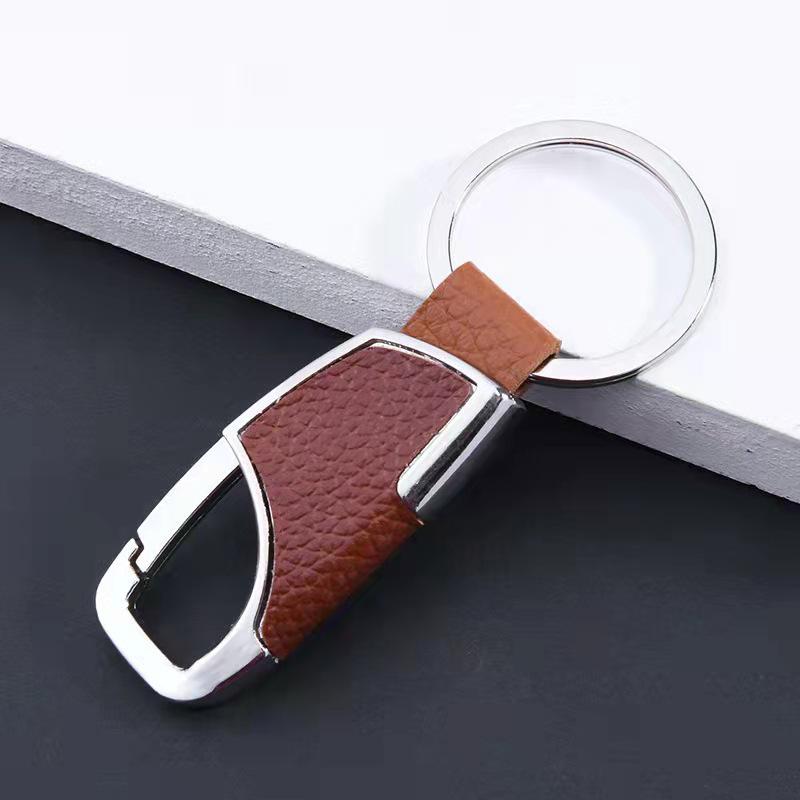 Genuine Leather Metal Keyring - Business Advertising Gift
