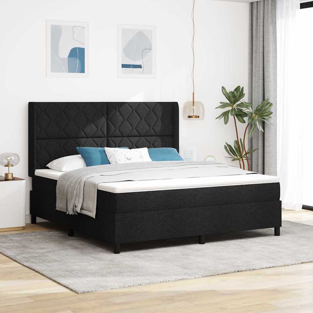 Box Spring Bed with Headboard Black 200 x 180 cm Fabric