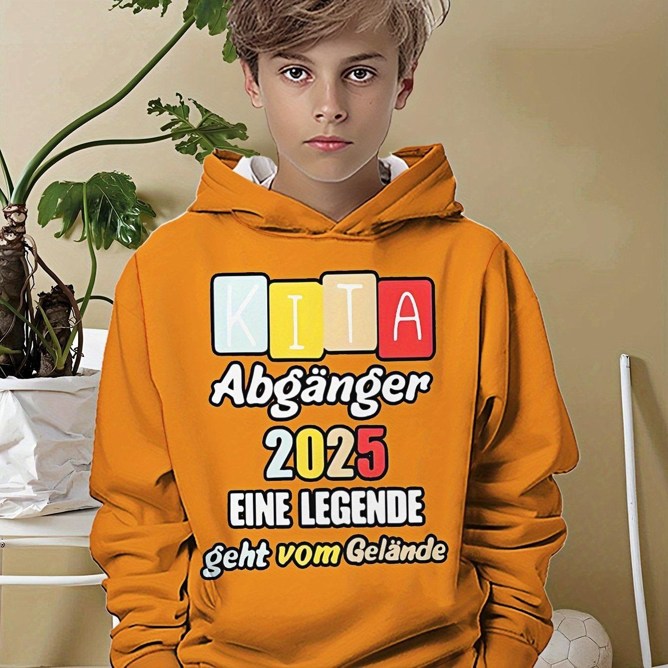 

KITA Graduation Hoodie for Boys 2025- Orange Casual Hoodie with Colorful KITA Abg ä nger 2025 Pattern 13-14Y