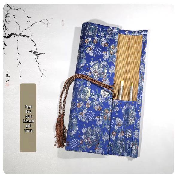 Bamboo Roll-Up Calligraphy Brush Bag: Chinese Style Pen Storage for Four Treasures of the Study