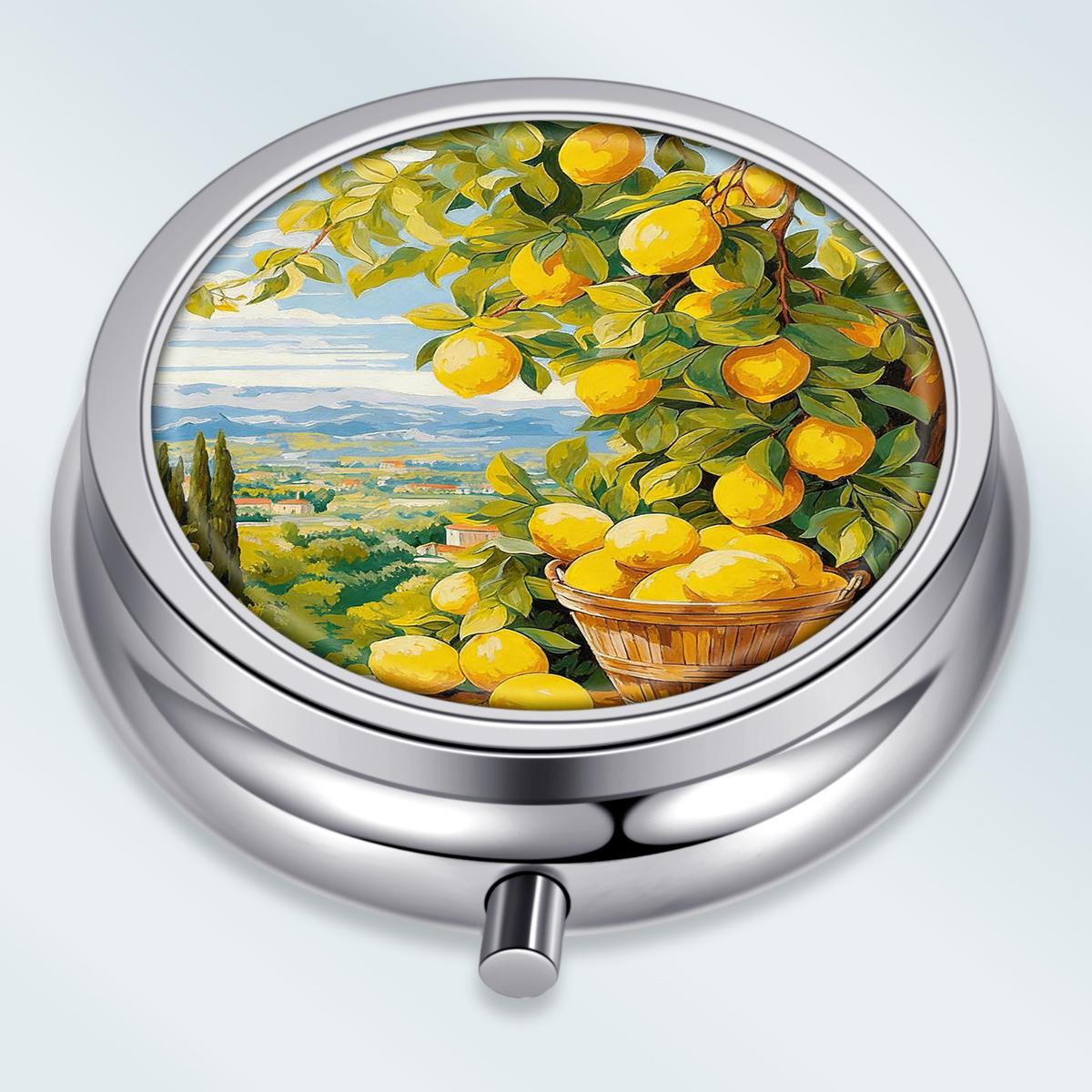 

Portable Pill Box with 3 Compartments, Mini Metal Medicine Organizer Case, Cute Printed Pill Container for Vitamins, Pills, Jewelry, Travel, Daily Use разноцветный
