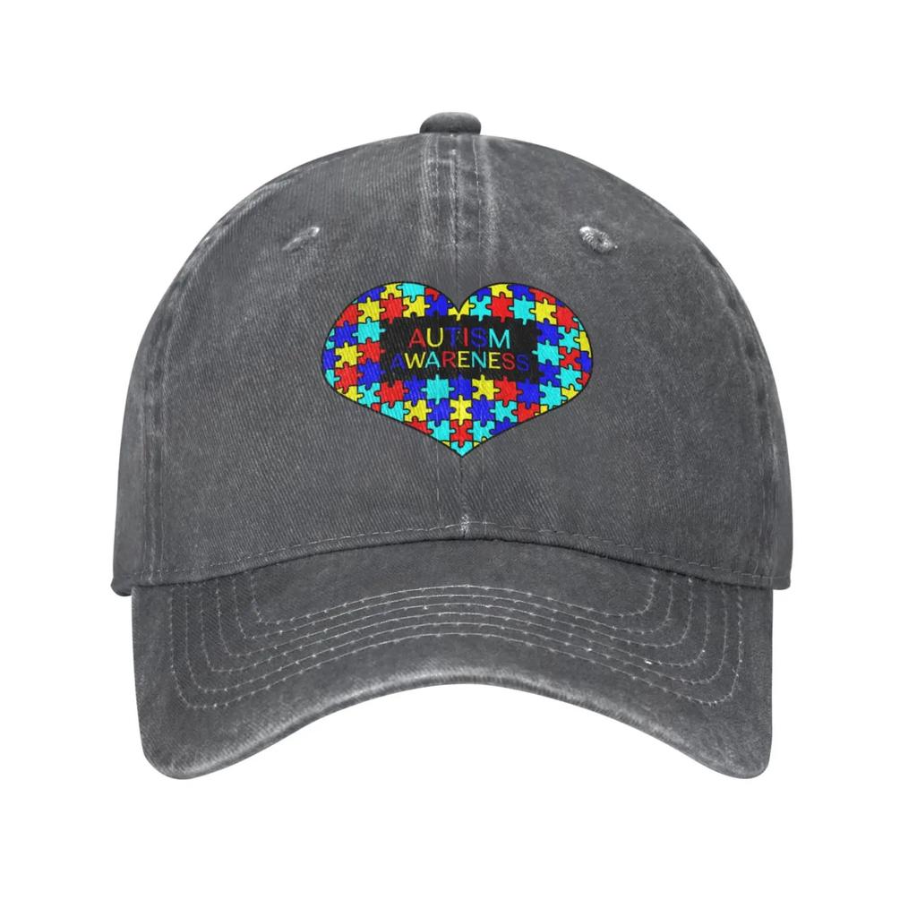 Unisex Love Heart Autism Awareness Baseball Cap Adjustable Hat Sandwich Cap Hip Hop Hats