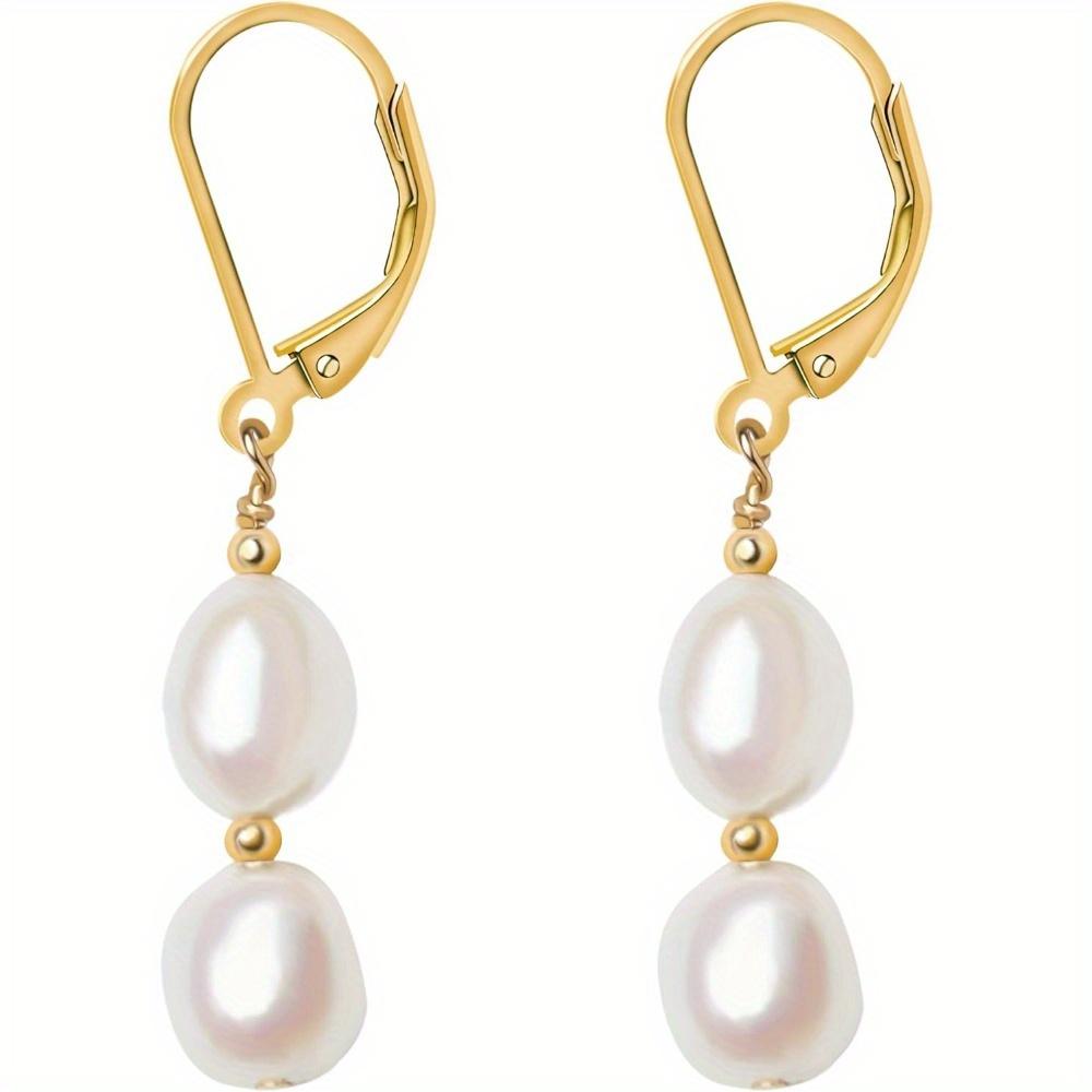 New Fashionable Baroque Freshwater Pearl Earrings. Simple, Elegant And Versatile Long Three-bead Earrings.