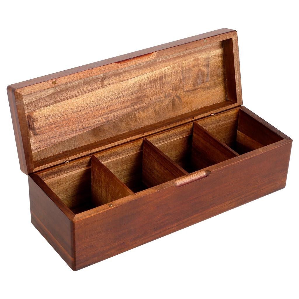 Wooden Tea Box 4/8 Grids Multifunctional Tea Storage Box with Lid Tea Bag Holder for Home Cabinet Kitchen Decor Organization