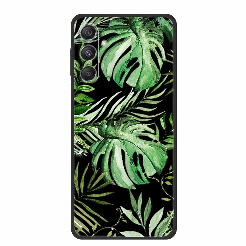 For Samsung Galaxy M36 A17 5G Case Flower Black Silicone Soft Back Cover For Samsung Galaxy S25 FE Plus Phone Case Coque Cartoon