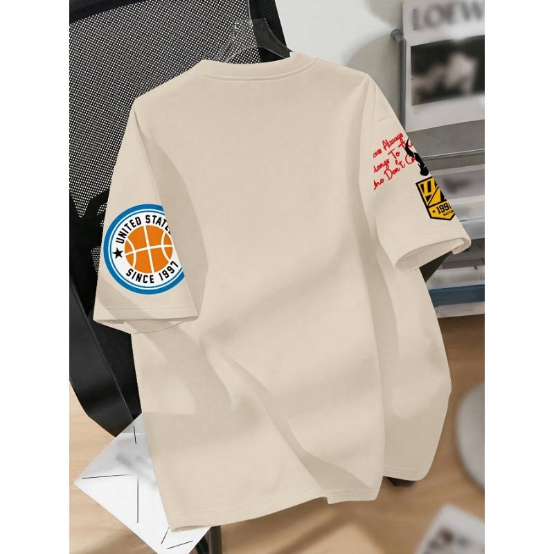 Casual Men'S T-Shirt with New York Lettering, Summer Short-Sleeve Printed T-Shirt, Oversized Top