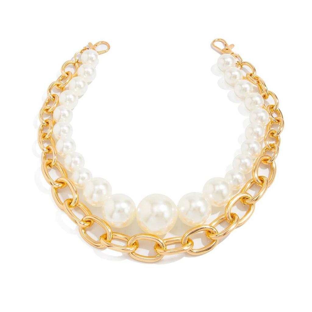 Salircon Hip Hop Multilayer Exaggerated Imitation Pearl Jeans Pants Keychain Men Punk Trousers Hipster Pant Chain Party Jewelry