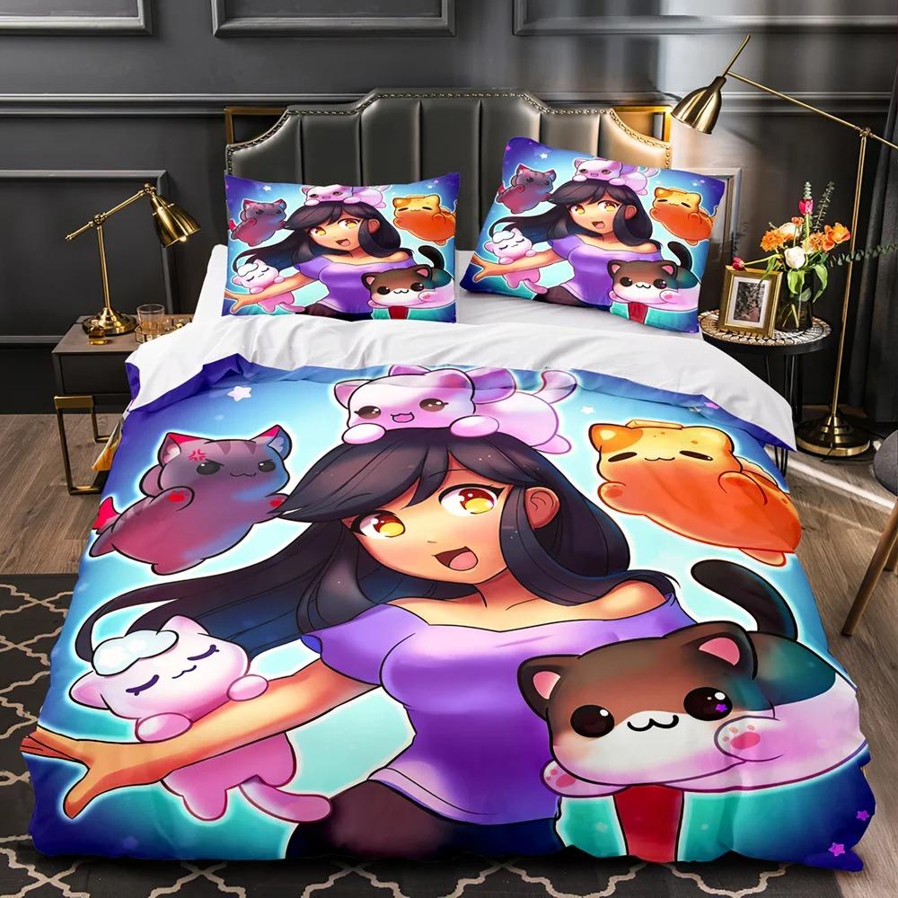 Horké povlečení APHMAU Jednolůžko Jednolůžko Plná Královna Rozměr Král Rozměr Velikost Hra APHMAU Přehoz na postel Děti Dětský pokoj Dekorace Herní