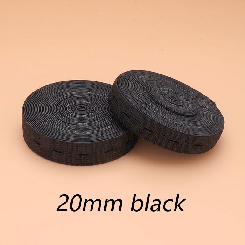 5/2Meters Elastic Sewing Bands Black White Flatback Sewing Bands with Buttonhole Knit Stretch Belt for Sewing Craft DIY Supplies