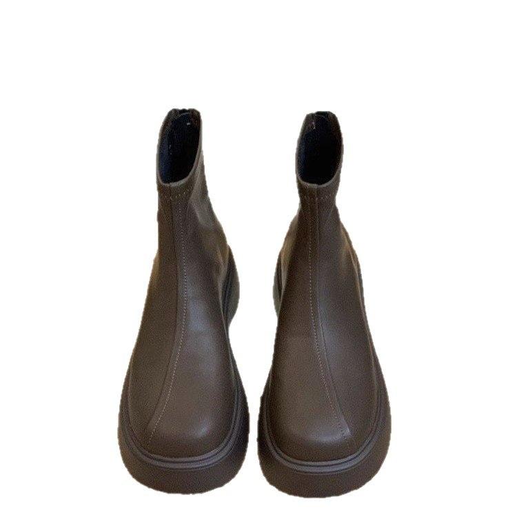 Martin boots women's small thick-soled heightening short boots women's 2025 autumn and winter thin velvet thin boots Chelsea boots elastic boots