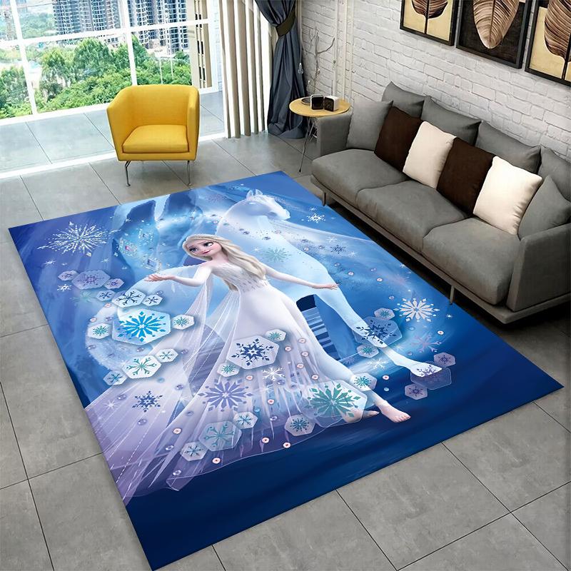 Cartoon Frozen Elsa Princess Girl Carpet Rug for Playroom Bedroom Living Room Sofa Home Decor,kid Area Rug Non-slip Floor Mat