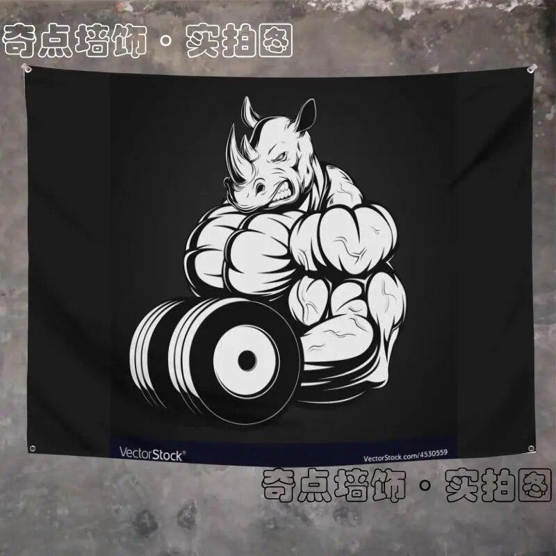 Орангутанг носорог животное фитнес гобелен настенный мачо фон ткань гостиная кровать — фото 13