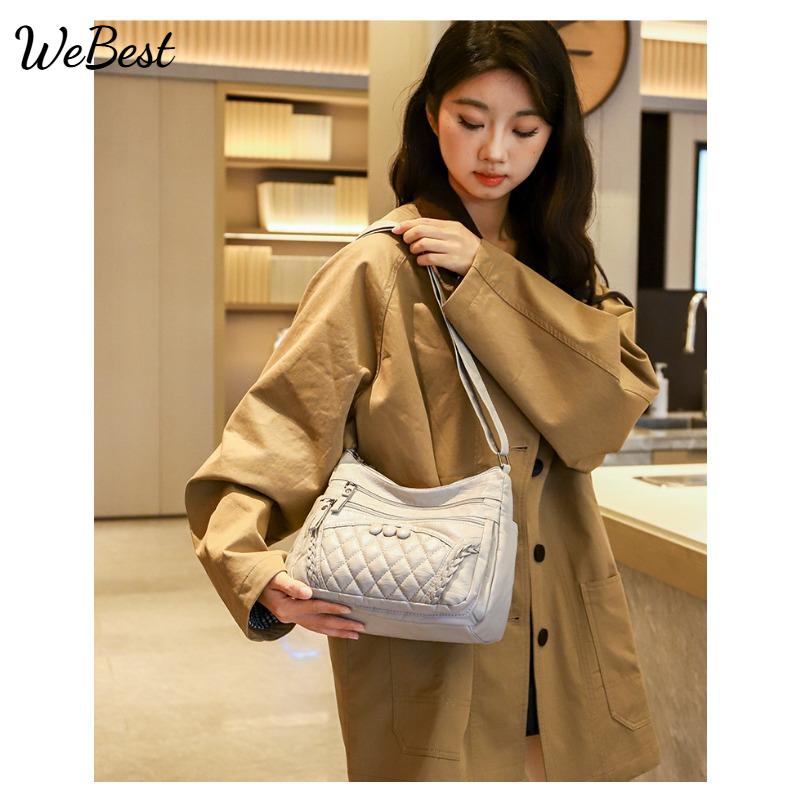 Multi-Layer Soft Leather Bag Women New Fashion Versatile Middle-Aged Mom Bag Large Capacity Shoulder Crossbody Bag Trendy