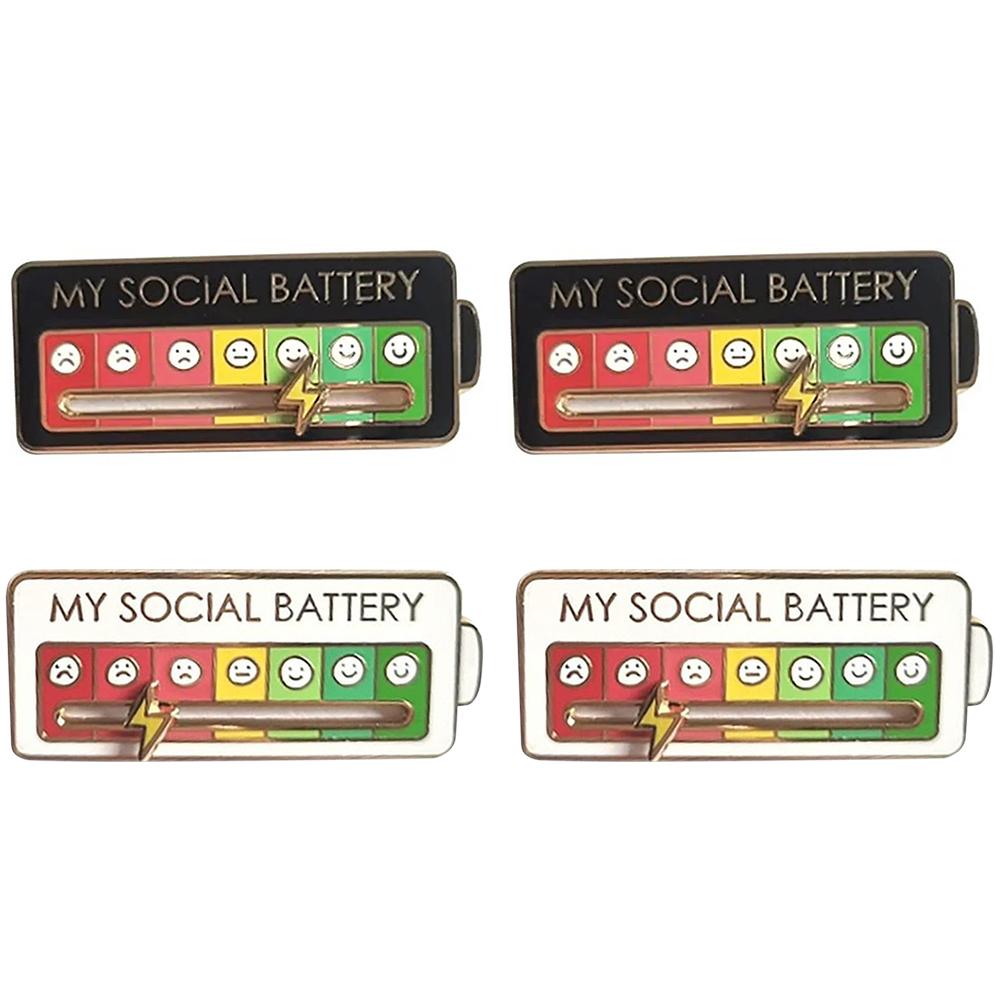 2pcs My Social Battery Pin Mood Change Brooch For 7 Days A Week Functional Aesthetic Brooch For Gifts