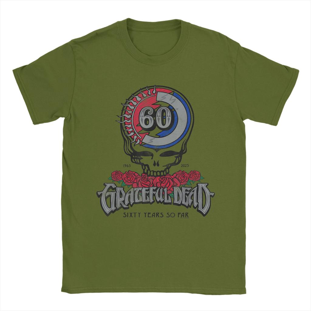 Grateful Dead Sixty Years So Far Anniversary Band T-Shirt Men T Shirts Summer O Neck Harajuku Tee Shirt Loose Oversized Tops