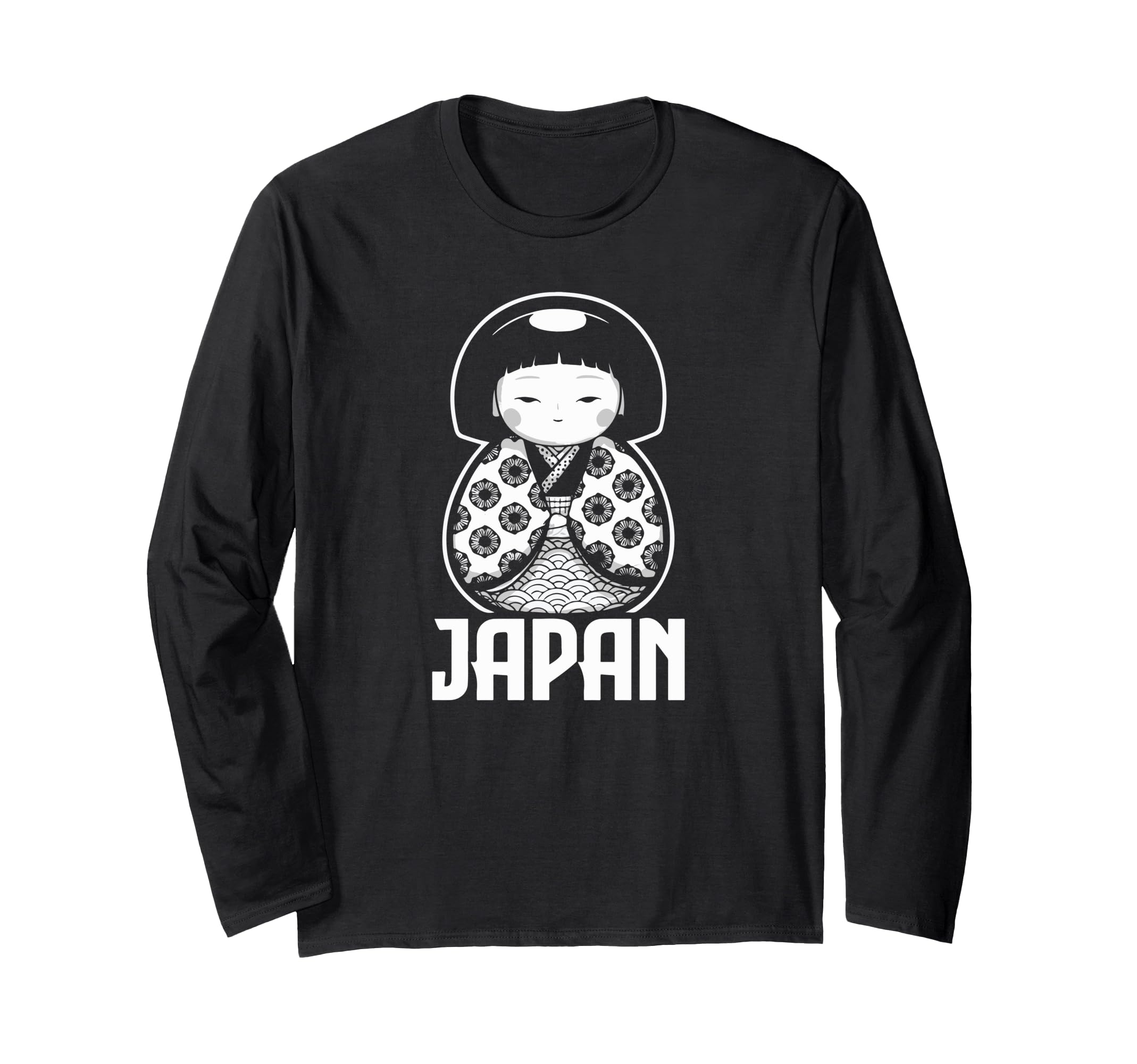 

Kokeshi Doll Japanese Kimono Aesthetic Cute Japanese Souvenir Long Sleeve T-Shirt чорний