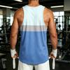 Men's Casual Sleeveless Tank Top Outdoor Sports Round Neck Striped Print Lightweight Breathable Summer Vest Shirt