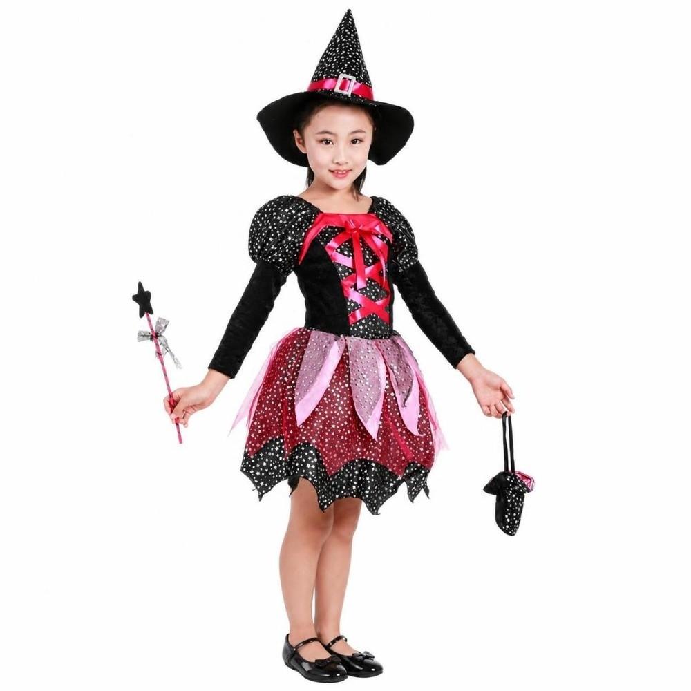 Dress Up Girls Witch Halloween Costume Gothic Witch Elf Dress Costume Ghost Bride