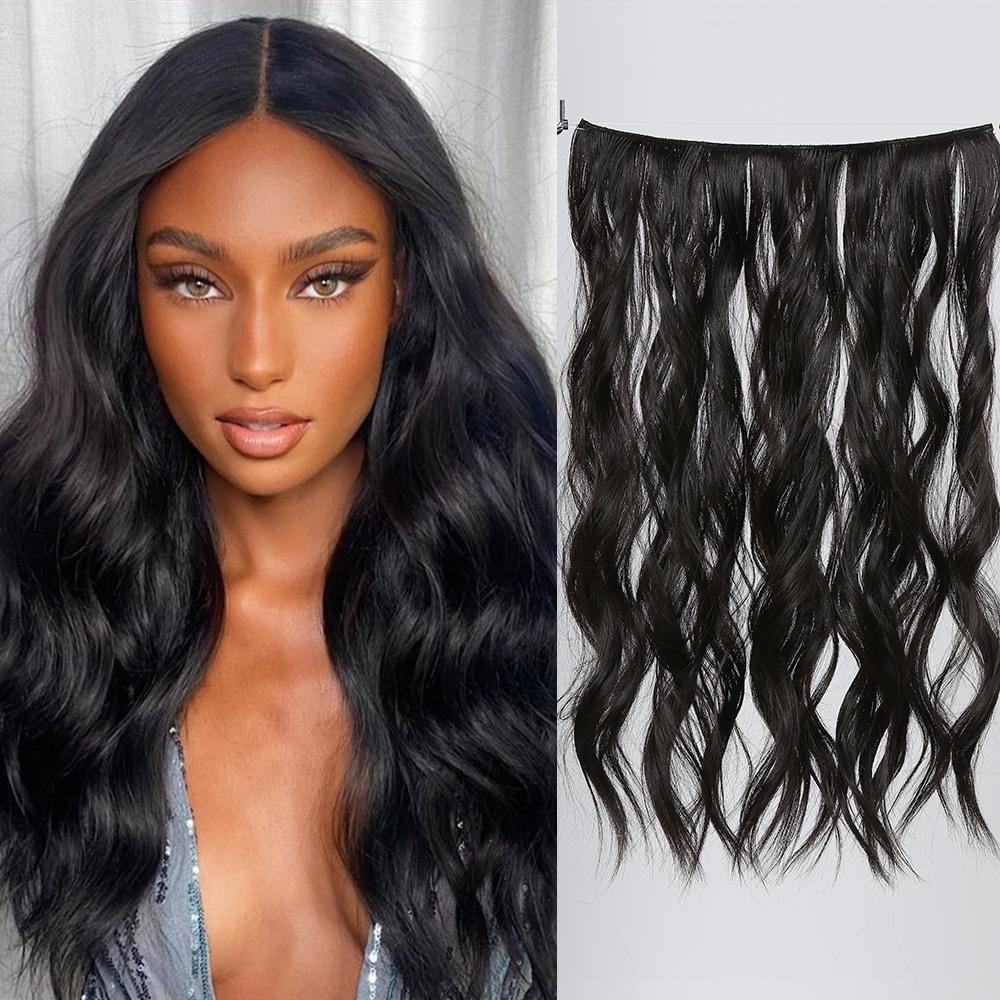 

Винно-красные синтетические шиньоны без зажимов, невидимая проволока для наращивания волос для женщин, длинные волнистые волосы из рыбьей линии, косплей, повседневное использование