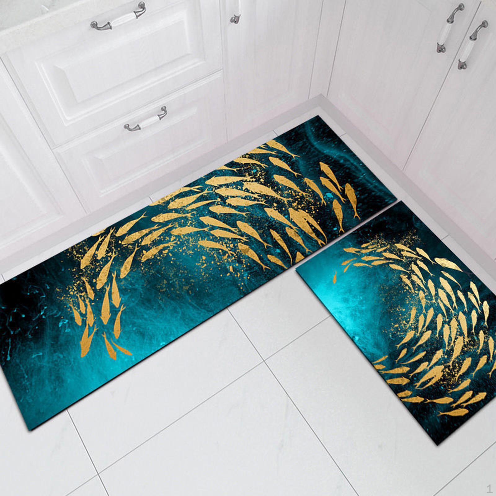 

2 шт. Кухонные коврики Напольный коврик Коврики Нескользящие для столовой Раковина Fish