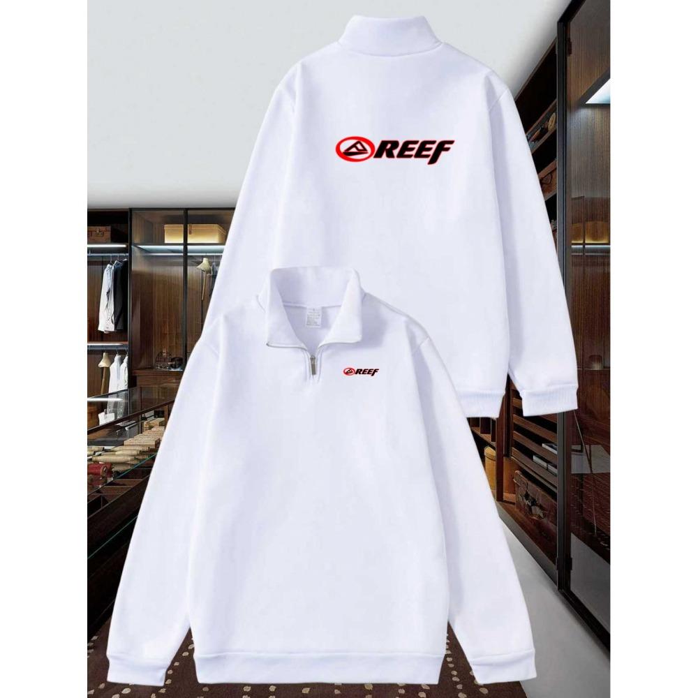 

Men s Casual Pullover with Red and Logo, Half Zipper Loose Geometric Pattern, Autumn and Winter Daily Comfortable Loose Sportswear XXL