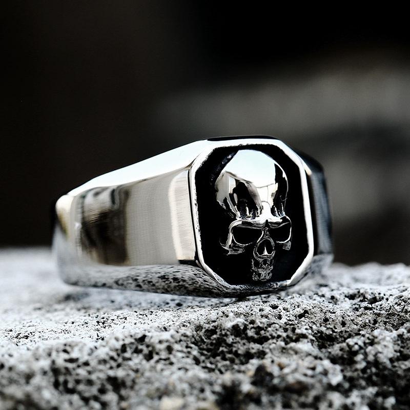 Beier Punk Skull Style Men's Stainless Steel Titanium Ring