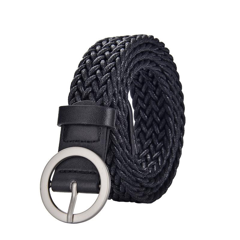Wax Rope Woven Belt Women'S Non-Porous Belt Dress Jeans Belt