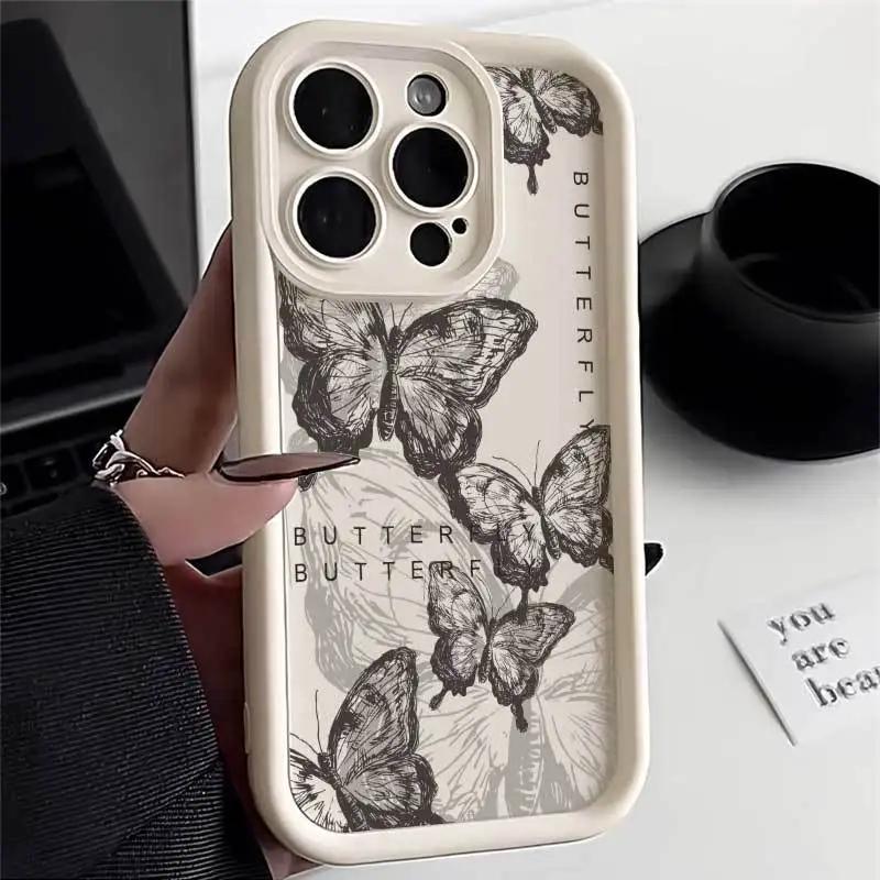 

INS Retro Butterfly Silicone Phone Case For Xiaomi Redmi 12 Cases Redmi Note 14 13 12 Pro Plus 12S 12 11S 11 10S 13C Soft Cover RedmiNote13ProPlus5G