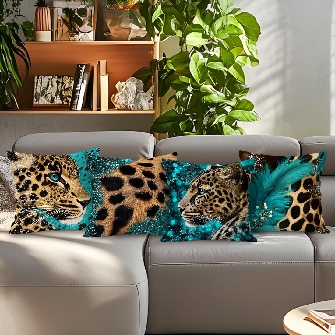 Jmg Clothing Unisex Bohemian Leopard Cushion Pillowcase Printed Polyester 45X45cm Throw Pillowcover Decorative Sofa Cushion Pillowslip Home Decor
