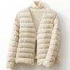 New Down Jacket Women's Liner Light and Thin Short Collarless Long Sleeves Wear Warm Round Neck Thin Light Top