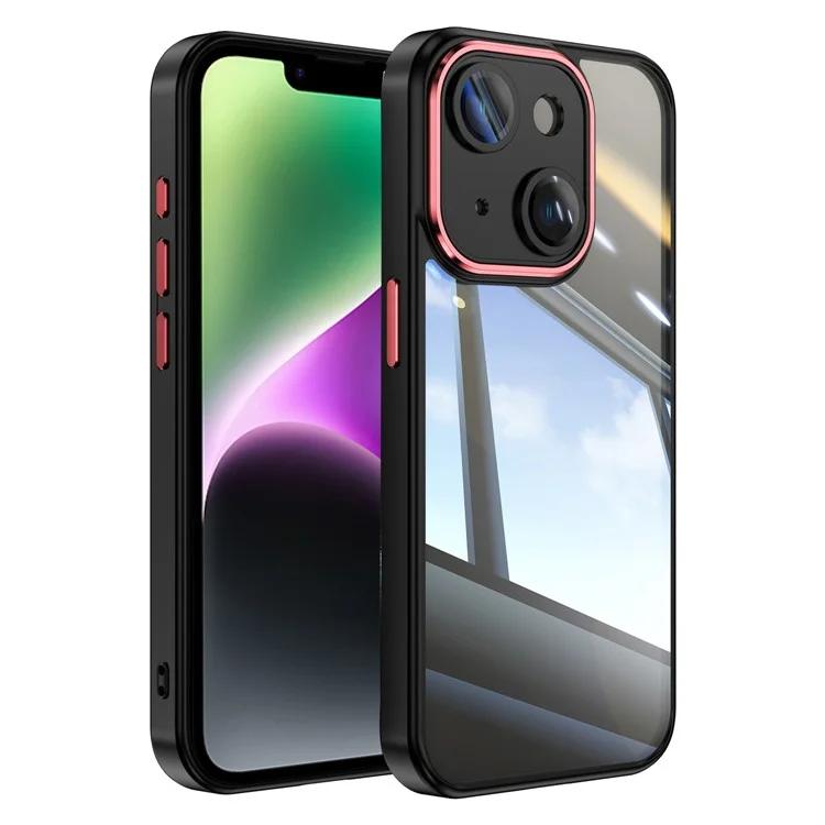 

For iPhone 14 Case All-Inclusive TPU + Acrylic Phone Case with Lens Film - Black / Red