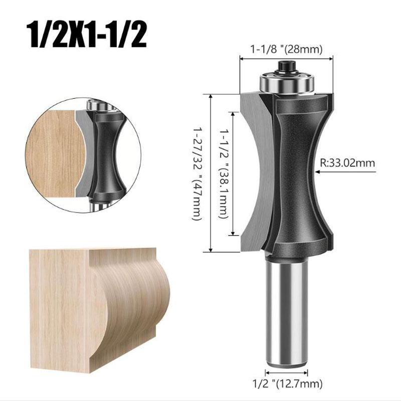 Coadă de 12 mm 1/2" Coadă jumătate rotundă Biți de margine convexe pentru freza de capăt pentru lemn Instrument pentru prelucrarea lemnului Freză de calitate industrială