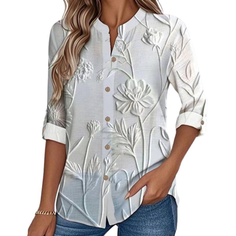 2025 Trendiger europäischer & amerikanischer Stil Vielseitiges weißes 3D-Druck Langarmshirt