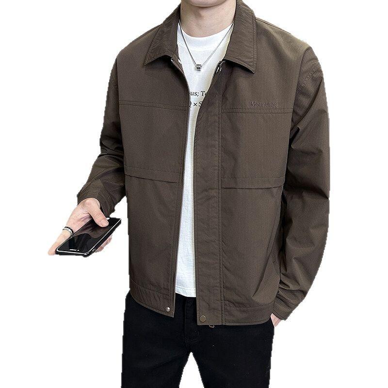 Men'S Coat Spring New Lapel Handsome Tooling Youth Jacket Versatile Fashion Trend Top Handsome