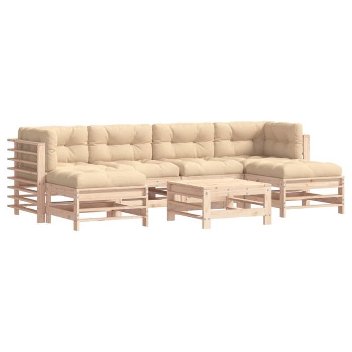 VidaXL Garden Lounge Set with Cushions 7 Pcs, Sofas with Backrest and Armrest, Furniture Set with Coffee Table Patio 3185948