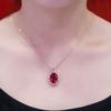 Elegant Pigeon Blood Red Hollow Pendant Necklace 18k Rose Gold Plated Luxurious Womens Engagement Jewelry