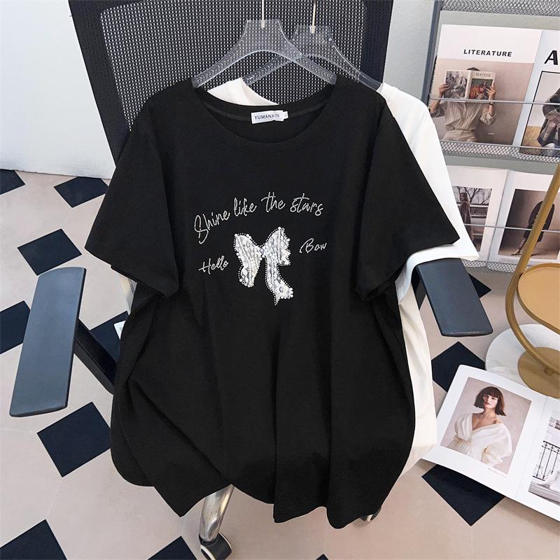 

Women s Plus Size Slimming Short-Sleeve Mid-Length T-Shirt 1046 4XL белый