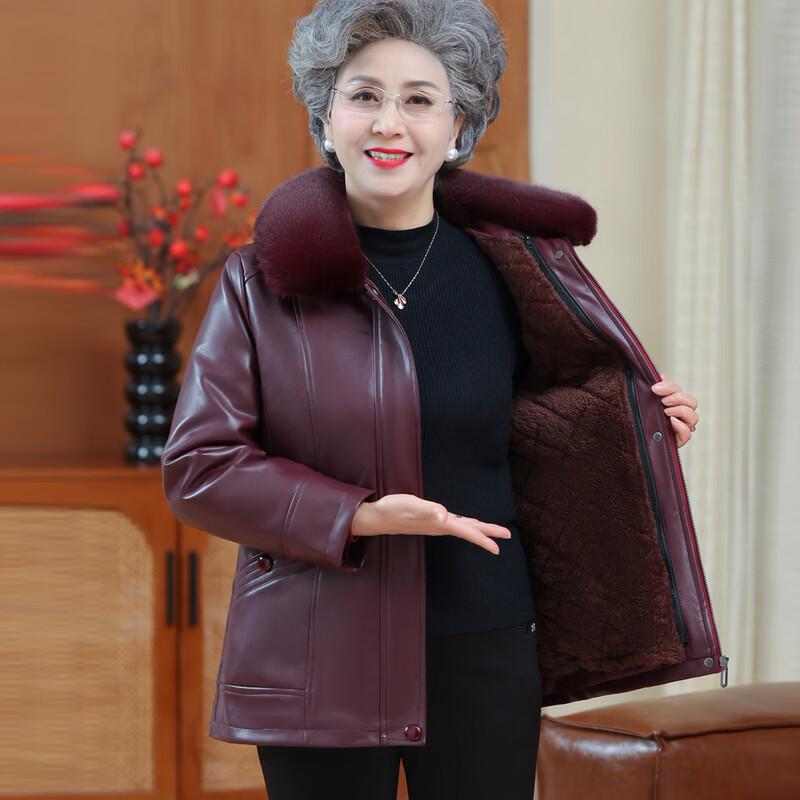 Hengyuanxiang Women's Winter Thickened Leather Jacket