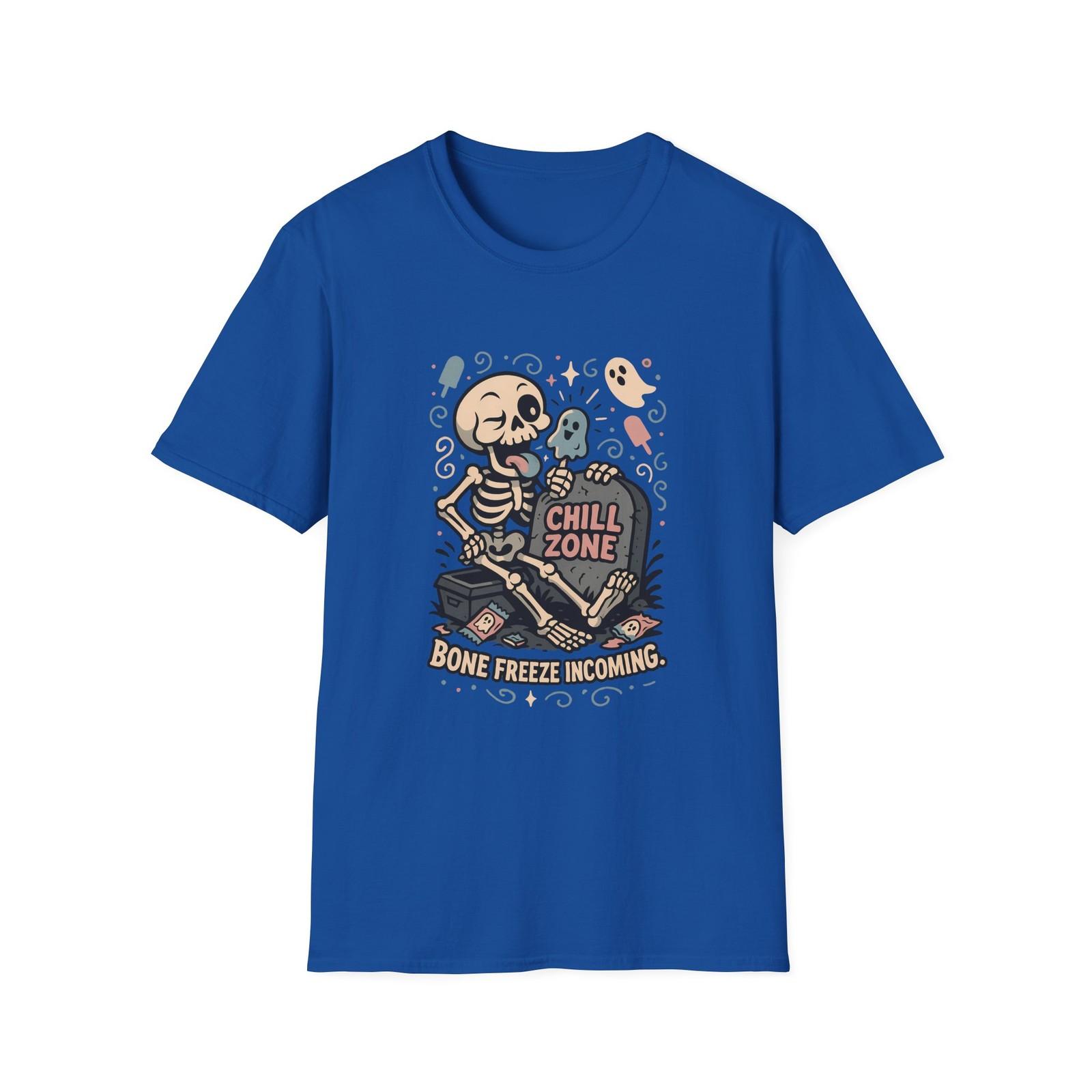 Unisex Softstyle T-Shirt Mens Womens Tees Top Chill Zone Funny Skeleton Popsicle Ghost Halloween 4XL