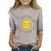 Kids Casual Printed Round Neck 3/4 Sleeve Top for Back To School